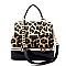 Bottom Compartment Patent Leopard Satchel Bag