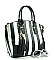 Embossed Tasseled Accented Stripe Tote-Satchel