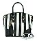 Embossed Tasseled Accented Stripe Tote-Satchel