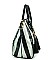 Embossed Tasseled Accented Stripe Tote-Satchel