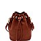 TWO WAY DRAWSTRING BUCKET SATCHEL SHOULDER BAG