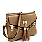 MULTI COMPARTMENT TASSEL CROSS BODY & SHOULDER BAG