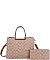 2-IN1 Oval Print Round Handle Satchel W Wallet Set
