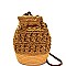 XM0001-LP Knitted Straw Drawstring Bohemian Bucket Bag