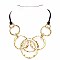 XS0591-LP Open Cut Link Layered Metal Round Necklace SET
