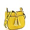 Multi-Pocket Double Tassel Accent Bucket Shoulder Bag