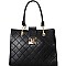Stylish Faux-Leather Quilted Structured Tote MH-XX7169