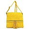 Weaved Whipstitch Tassel Zipper Crossbody Bag