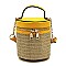 Fashion Straw Cylinder Crossbody Bag Satchel