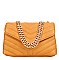 Large Size Chevron Embossed CHAINED Shoulder Bag