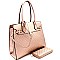 Heart Pattern Checker Structured Satchel Wallet SET MH-YF7153W