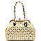 Quality Rhinestone Embellished Jewel-top Frame Braided Satchel