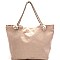 YM1190-LP Flower Print Canvas Rope Handle Shopper Tote with Pouch