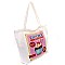 YM1191-LP Cupcake Print Canvas Shopper Tote