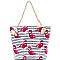 Flamingo Print Canvas Rope Handle Shopper Tote MH-YM2100