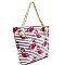 Flamingo Print Canvas Rope Handle Shopper Tote MH-YM2100