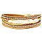 ZB1256-LP Freshwater Pearl Layered Leather Magnetic Finish Bracelet