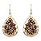 ZE0718-LP Glass Druzy Metal Fish Hook Hammered Teardrop Earring