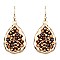 ZE0718-LP Glass Druzy Metal Fish Hook Hammered Teardrop Earring