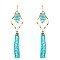 ZE0856-LP Glass Bead Geometric Fish Hook Drop Earring