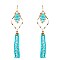 ZE0856-LP Glass Bead Geometric Fish Hook Drop Earring