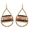 ZE0874-LP Glass Bead Metal Open Cut Fish Hook Teardrop Earring
