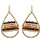 ZE0874-LP Glass Bead Metal Open Cut Fish Hook Teardrop Earring