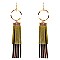 ZE1381-LP  Leather Fringe Metal Open-cut Fish Hook Wholesle Earring