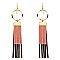 ZE1381-LP  Leather Fringe Metal Open-cut Fish Hook Wholesle Earring