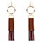 ZE1381-LP  Leather Fringe Metal Open-cut Fish Hook Wholesle Earring