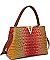 Crocodile Tie-dyed Satchel Gold V Accent
