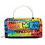 Graffiti Print Round Top Handle Crossbody Bag Clutch Wallet