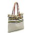 Aztec Tribal Pattern Canvas Shopper Tote Bag