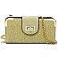 ELEGANT MODERN Straw Turn Lock Crossbody Wallet