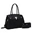 2-in-1 Uma Suede Lock Hardware Satchel Set