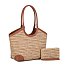 2-in-1 Two Tone Design Satchel - Tote Set + Wallet