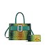 2-IN-1 Crocodile Rhinestone Belt Buckle Satchel + Wallet