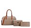 3-IN-1 OVAL PRINTED DUFFLE BOSTON BAG WITH CROSSBODY AND WALLET SET
