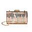 Vertically-lined All Metal Frame Clutch Bag