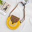 Circled Pattern Straw Round Crossbody Bag