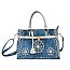 Women’s Blue Denim Rhinestones Handbags with Lock