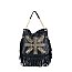 Studded Union Jack Design Fringed Hobo Handbag