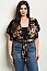 Plus Size Short Sleeve Tie Waist Floral Top - Pack of 6 Pieces