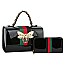 Queen Bee Stripe Patent Boxy Satchel + Wallet Set