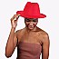 FASHIONABLE SOLID COLOR WIDE BRIM FEDORA HAT