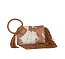 Calf Hair Cow Printed Fringe Cuff Handle Clutch
