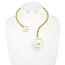 PEARL HINGED OPEN COLLAR BAMBOO NECKLACE SET