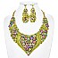 FLOWER POINTED STATEMENT NECKLACE SET