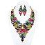 COLORED CRYSTAL TEARDROP STATEMENT NECKLACE SET