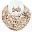 LARGE RHINESTONE BIB CHOKER STATEMENT NECKLACE SET
